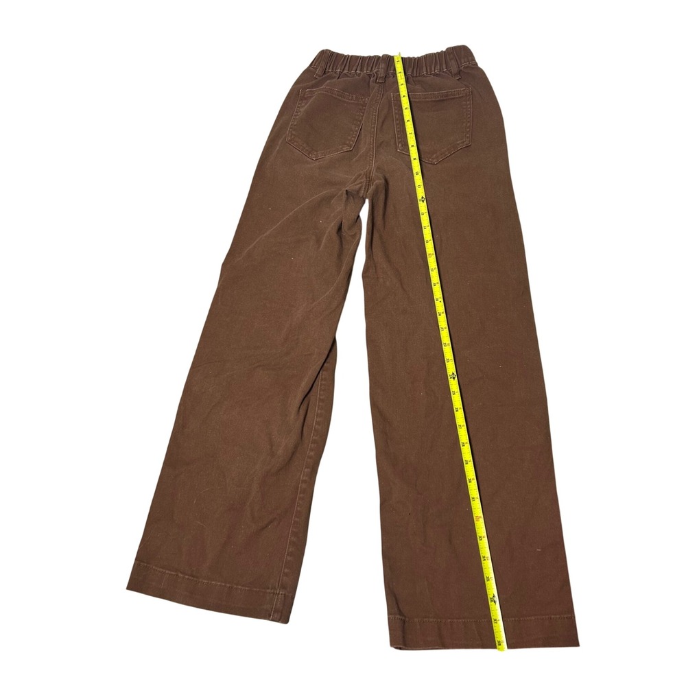 Forever 21 Wide Leg Pants Womens XS Brown High Rise Elastic Waist Skater Utility - Picture 4 of 7